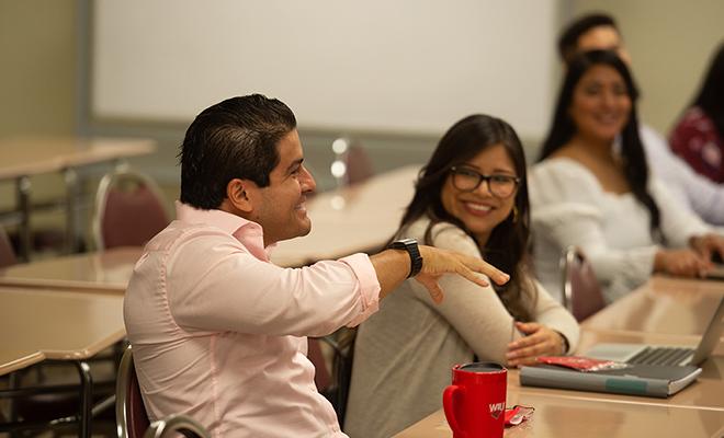 Students sitting in a classroom